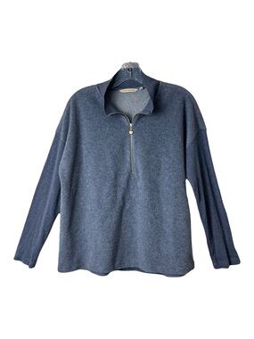 Soft Surroundings | Blue Adalyn Quarter Zip
Pullover Mixed Knit Sweater, Medium